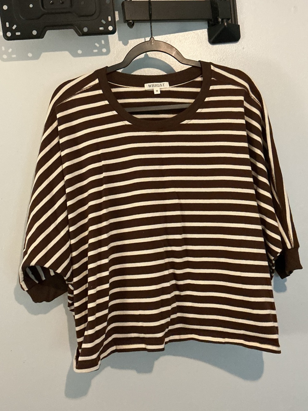 Wishlist Brown & Cream Striped Short Sleeve Tee